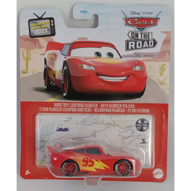 Disney Pixar Cars 2023 Character Cars (Mix 11) 1:55 Scale Diecast Vehicles, Road Trip Lightning McQueen