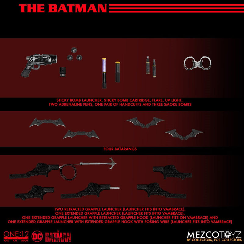 Mezco Toyz The Batman One:12 Collective Action Figure, other accessories shown