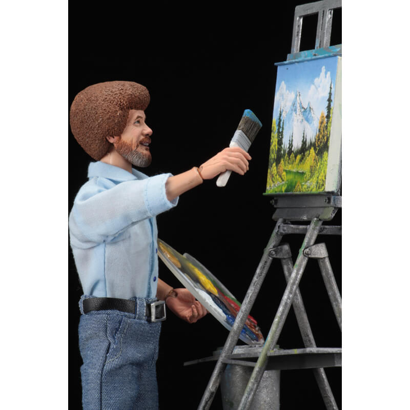 NECA Bob Ross 8” Clothed Action Figure, painting from side