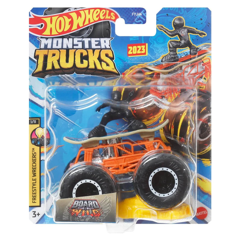 Hot Wheels 2023 1:64 Scale Die-Cast Monster Trucks (Mix 12), Board to be Wild