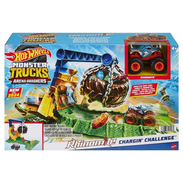 Hot Wheels Monster Trucks Rhinomite Chargin Challenge Playset