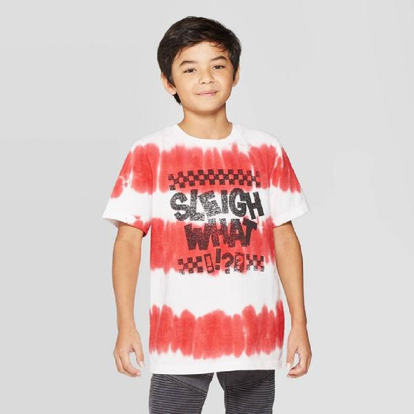  Red Tie Dye Sleigh What! Holiday Boy's T-Shirt