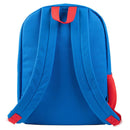 Blue backpack with red accents on a white background