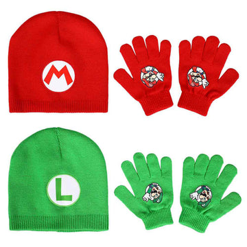 super mario handschuhe kinder Super Mario Brothers Mario & Luigi Youth 2-Pack Beanie And Glove Set for Kids