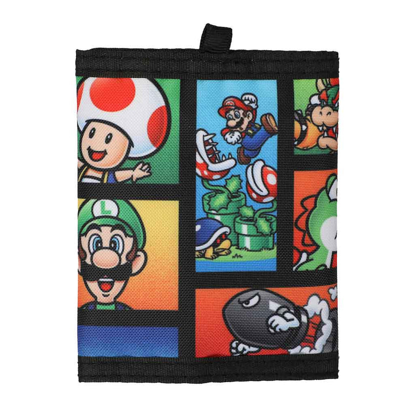 Super Mario Bros Flat Bill Snapback Hat & Bi-fold Wallet Combo, wallet closed back