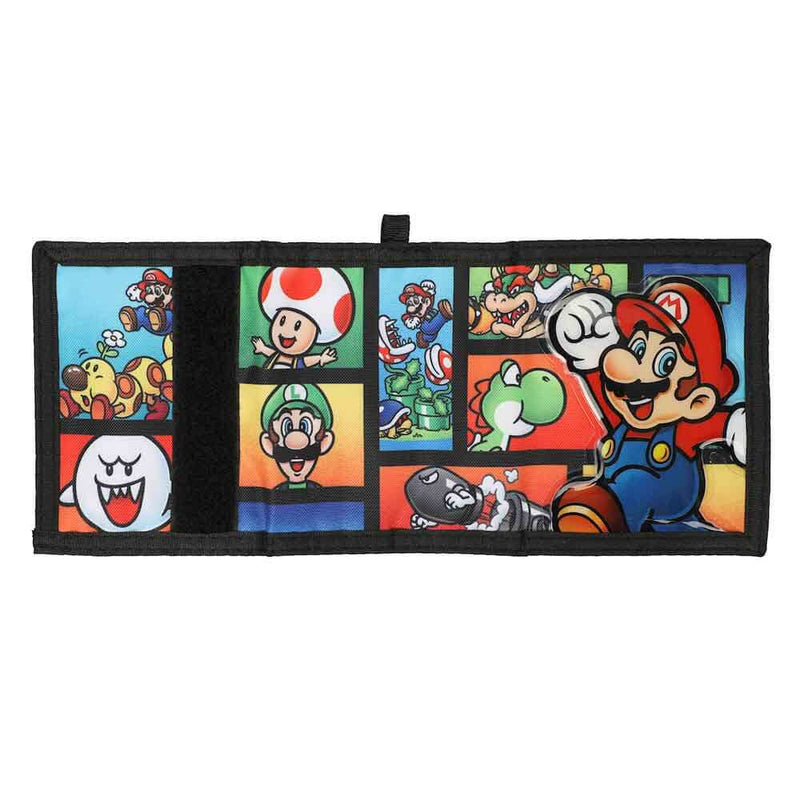 Super Mario Bros Flat Bill Snapback Hat & Bi-fold Wallet Combo, wallet open front