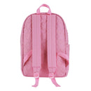 Pink backpack with a subtle pattern on a white background