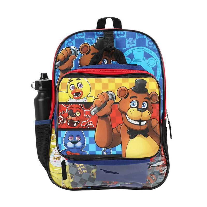 Five Nights at Freddy's Characters Youth 5 Piece Backpack Set - BioWorld, backpack front view