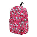 Pink backpack with Hello Kitty pattern on a white background