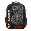 Dragon ball Z Black backpack with dragon design and orange accents on a white background
