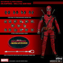 Deadpool Deluxe Edition One:12 Collective Mezco Toyz Action Figure, showing figure and accessories