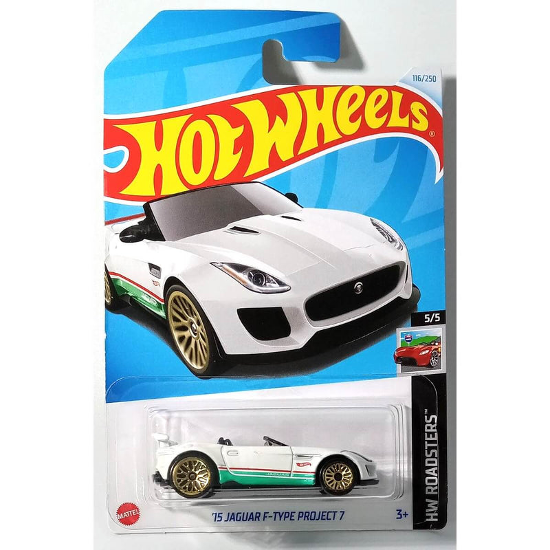 Hot Wheels 2024 Mainline HW Roadsters Series 1:64 Scale Diecast Cars (International Card) '15 Jaguar F-Type Project 7