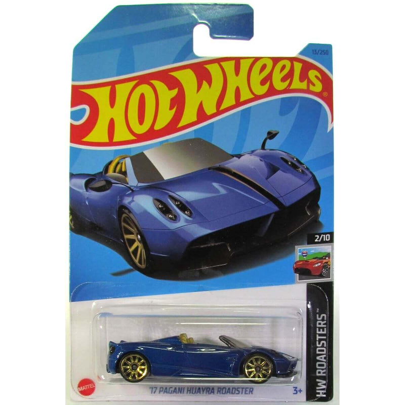 Hot Wheels 2023 Mainline HW Roadsters Series 1:64 Scale Diecast Cars (International Card), '17 Pagani Huayra Roadster