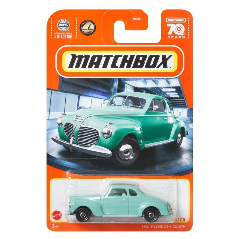 1941 Plymouth Coupe, Matchbox 2023 Mainline Cars (Mix 10) 1:64 Scale Diecast Cars