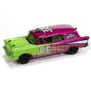 1957 Chevy Ambulance Rat Fink-Magenta Metallic and Bright Green w Silver RF Graphics Unpackaged