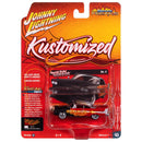 1958 Plymouth Fury (Kustomized) (Flat Black Transition to Red-Orange-Yellow Flames Red Back of Car) Carded