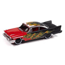 1958 Plymouth Fury (Kustomized) (Gloss Red Transition to Red-Orange-Yellow Flames Flat Black Back of Car) Unpackaged