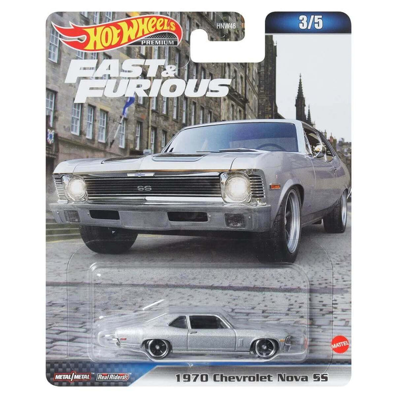 Hot Wheels Premium 2023 Fast and Furious (Mix 4) 1:64 Scale Diecast Vehicles, 1970 Chevrolet Nova SS
