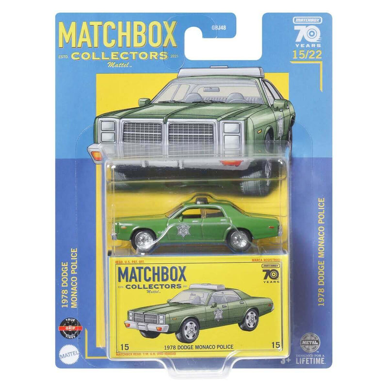 Matchbox 2023 Collectors Series (Wave 3) 1:64 Scale Diecast Cars, 1978 Dodge Monaco Police