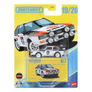 Matchbox toy car packaging with Audi model on a yellow background