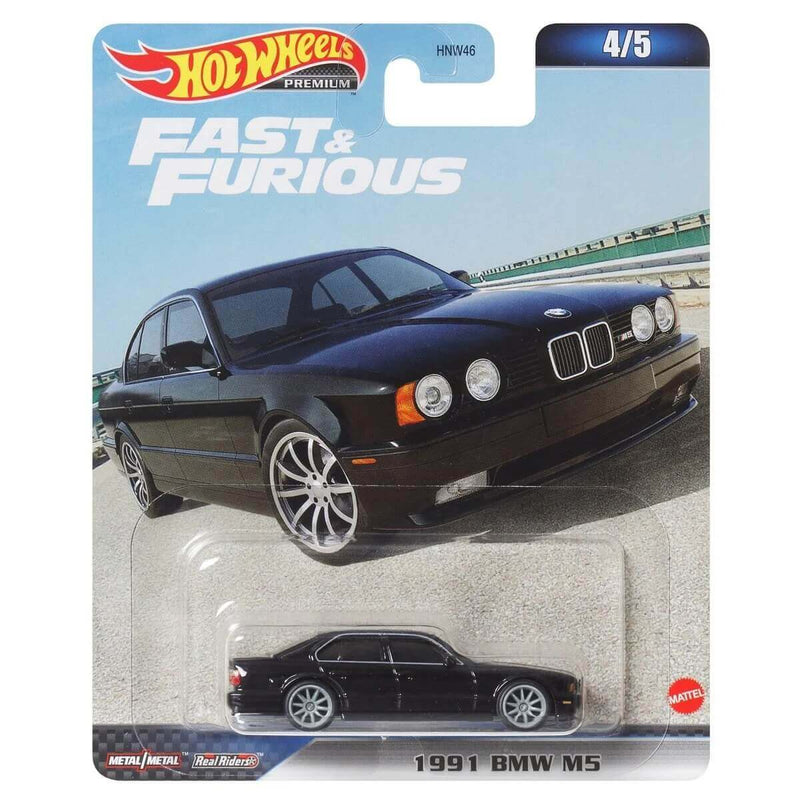 Hot Wheels Premium 2023 Fast and Furious (Mix 4) 1:64 Scale Diecast Vehicles, 1991 BMW M5