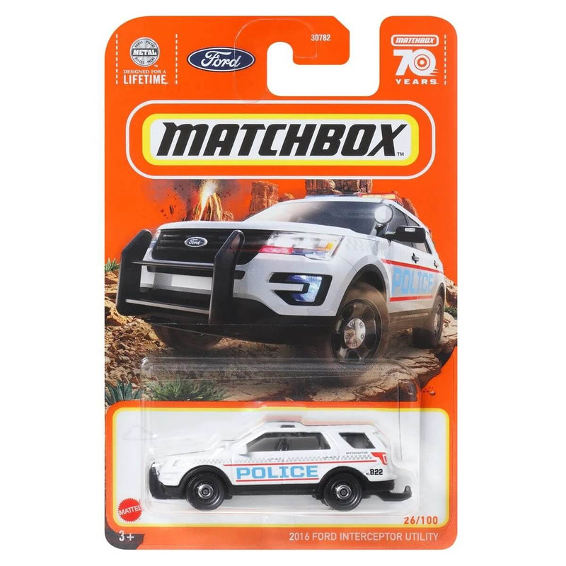 2016 Ford Interceptor Utility, Matchbox 2023 Mainline Cars