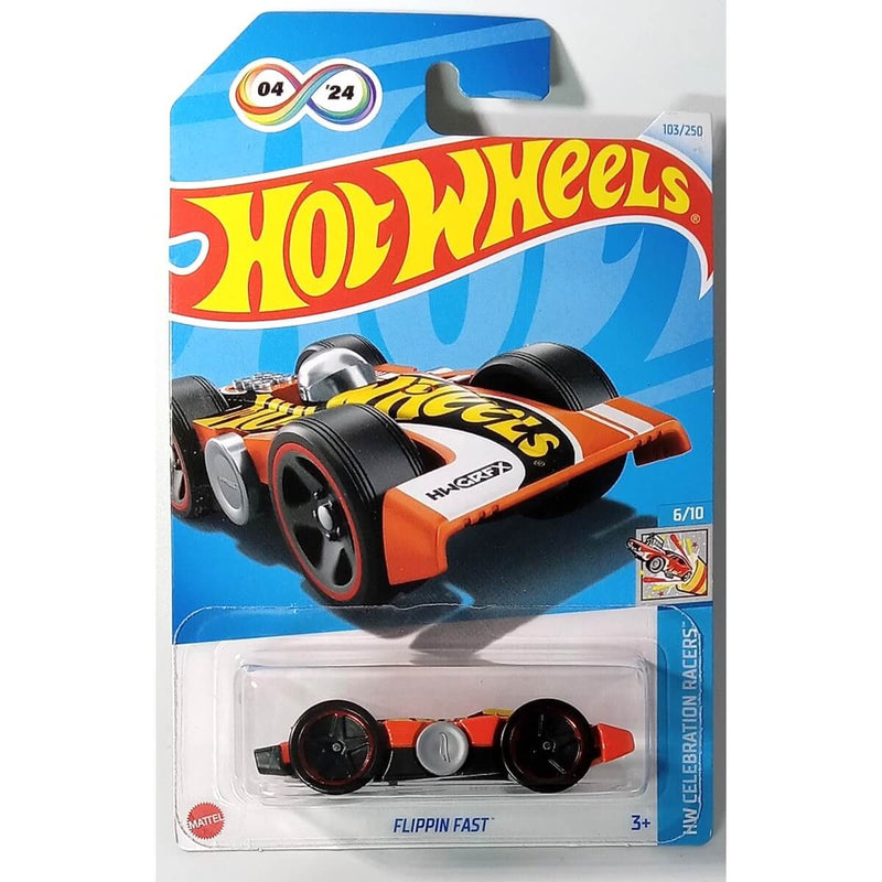 Hot Wheels 2024 Mainline HW Celebration Racers Series 1:64 Scale Diecast Cars (International Card) Flippin Fast