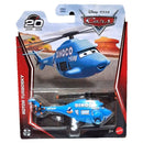 Mattel Disney Pixar Cars Rotor Turabosky toy helicopter in its original blister card packaging, featuring a blue toy helicopter with desert-themed graphics.