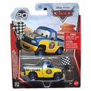 Mattel Disney Pixar Cars 2006 Official Checker Car toy in its original blister card packaging, featuring a yellow and blue pickup truck with a checkered flag.