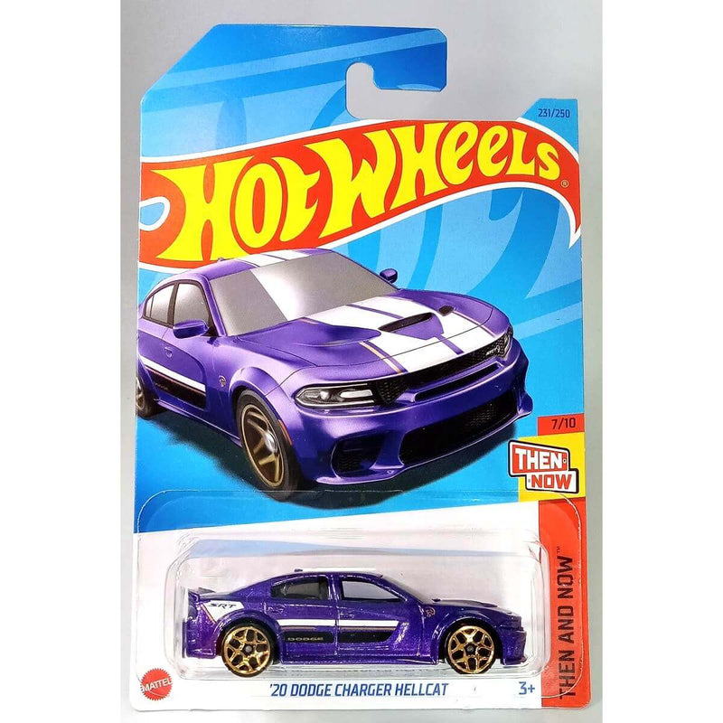 Hot Wheels 2023 Mainline Then and Now Series 1:64 Scale Diecast Cars (International Card), '20 Dodge Charger Hellcat 7/10 231/250 HKJ45