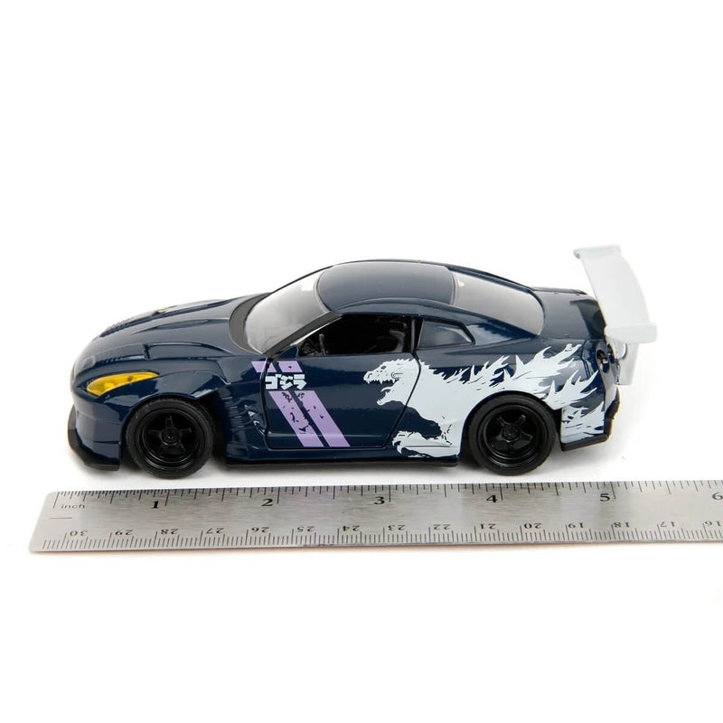 Godzilla Nissan GT-R (R35) Ben Sopra 1:32 Scale Die-Cast Metal Vehicle, unpackaged showing measurement