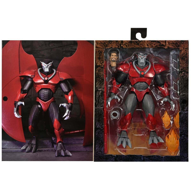 NECA Gargoyles Ultimate Armored David Xanatos 7-Inch Scale Action Figure, front box with opened flap