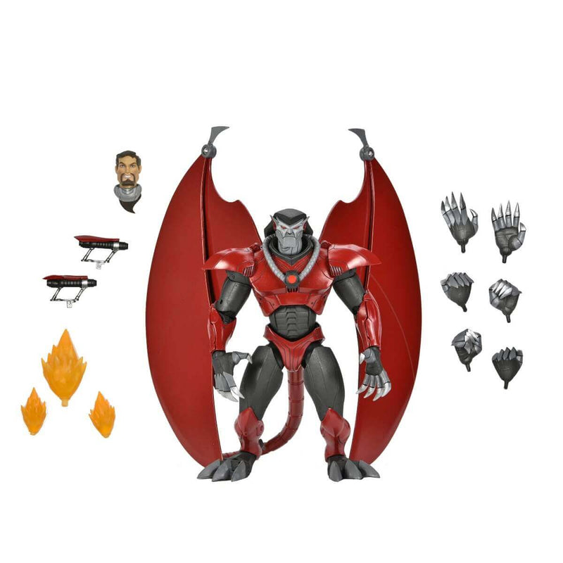 NECA Gargoyles Ultimate Armored David Xanatos 7-Inch Scale Action Figure, unpackaged contents