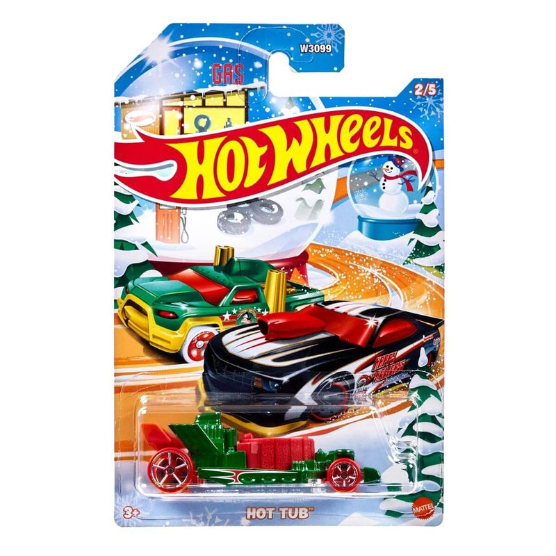 Hot Wheels 2024 Christmas Vehicles 5-Piece Collector's Bundle 1:64 Scale Diecast, Hot Tub