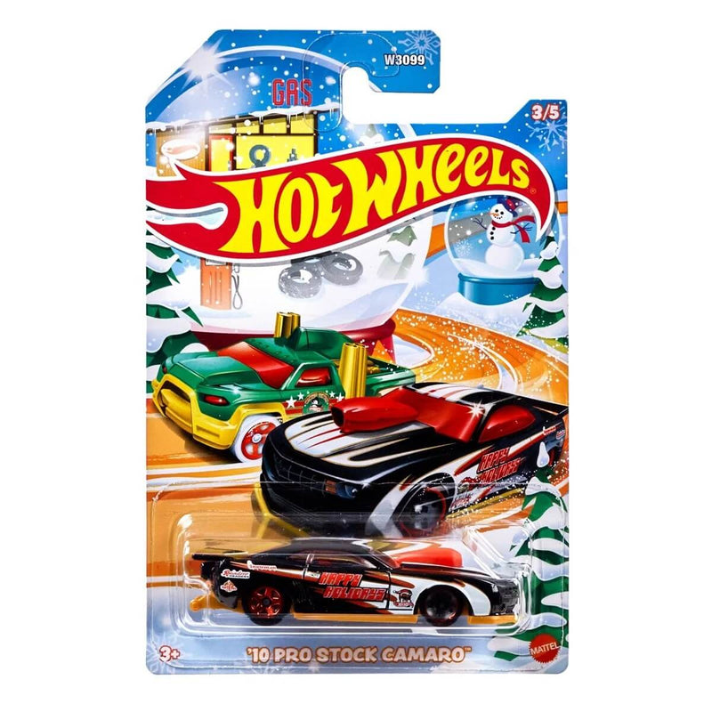 Hot Wheels 2024 Christmas Vehicles 5-Piece Collector's Bundle 1:64 Scale Diecast, 10 Pro Stock Camaro