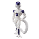 Action figure of a character with white and purple design on a white background