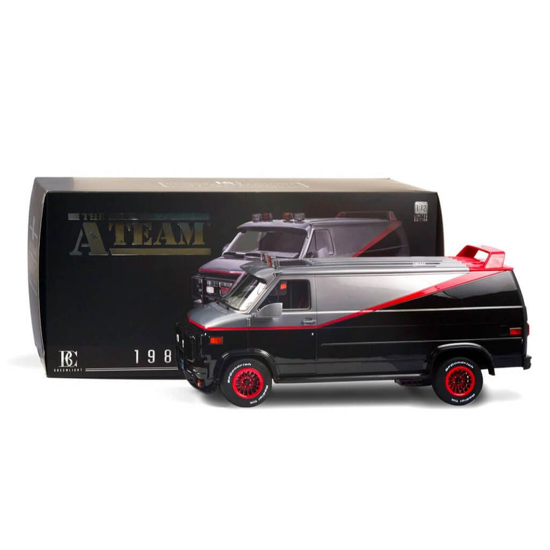 The A-Team 1983 GMC Vandura Resin 1:12 Scale Vehicle – Greenlight Bespoke Collection, van and packaging