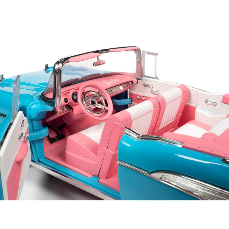 Barbie 1957 Chevrolet Bel Air Convertible 1:18 scale diecast Car, Aqua Blue, interior