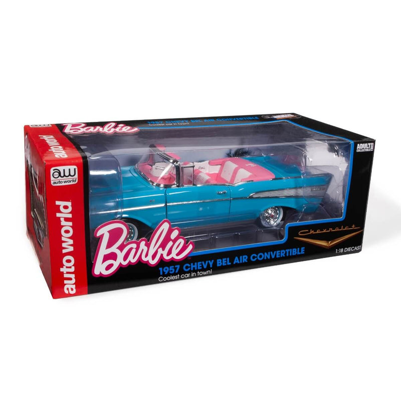 Barbie 1957 Chevrolet Bel Air Convertible 1:18 scale diecast Car, Aqua Blue