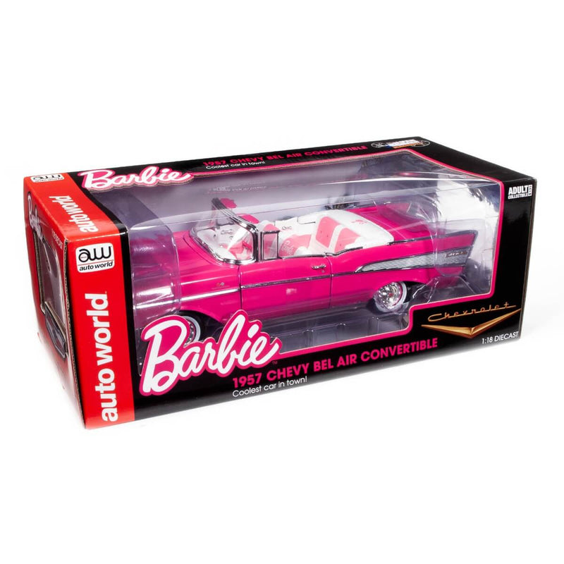 Barbie 1957 Chevrolet Bel Air Convertible 1:18 scale diecast Car, pink, Package front