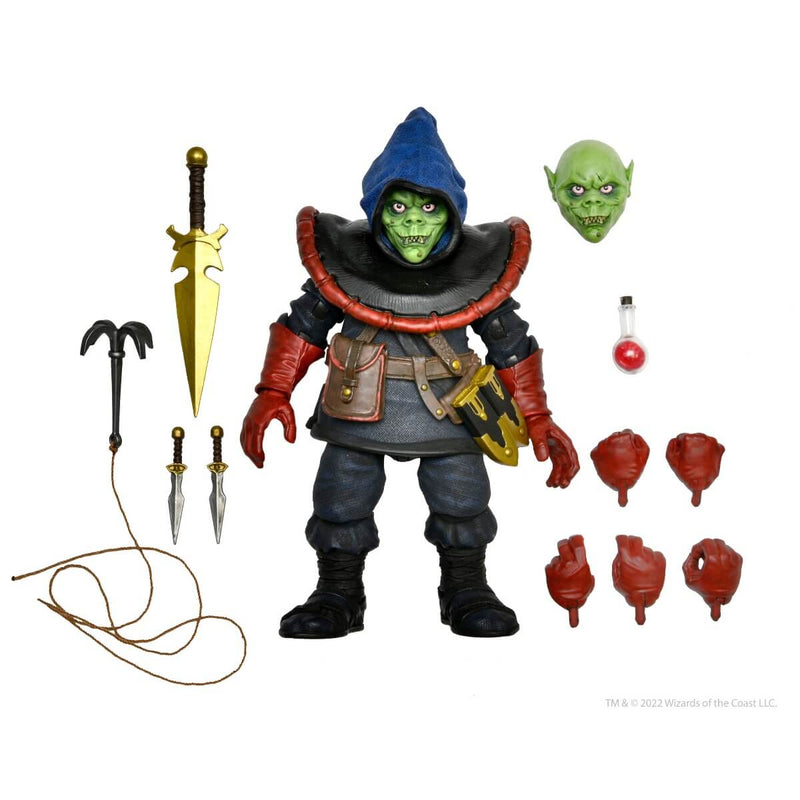 NECA Dungeons & Dragons Ultimate Zarak 7-Inch Scale Action Figure, unpacked showing all accessories