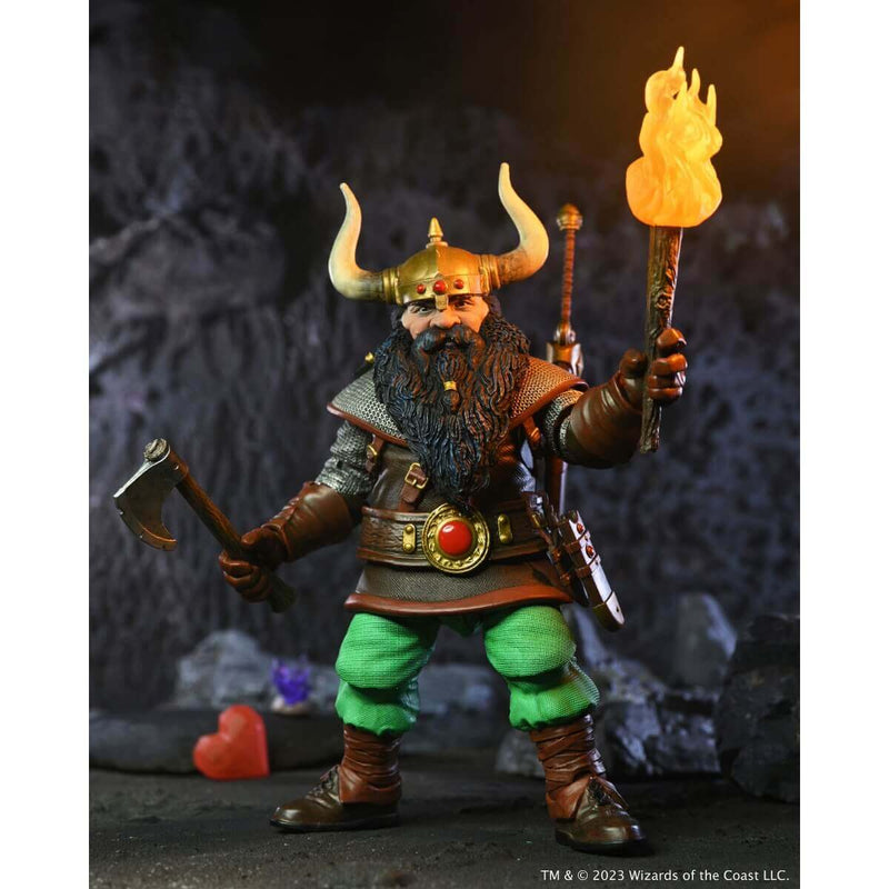 NECA Elkhorn the Good Dwarf Fighter, unpackaged holding axe and torch