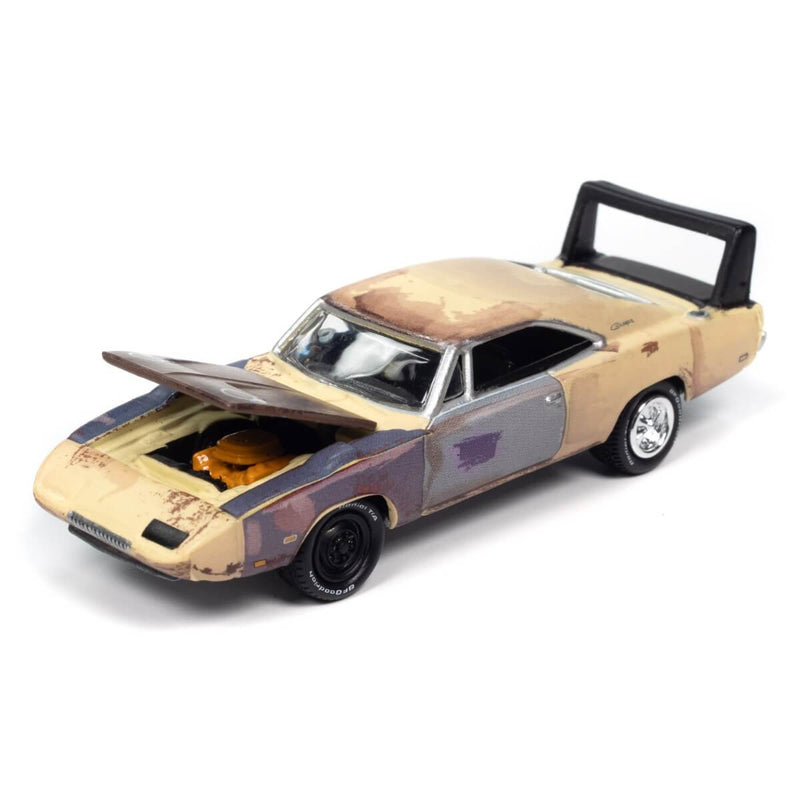 Johnny Lightning 2024 Pop Culture R2 6-Piece Collector's Bundle 1:64 Scale Cars, Mystery Matinee 1969 Dodge Charger Daytona with hood open