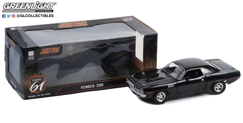 1971 Plymouth 'Cuda - John Wick: Chapter 4 (2023) 1:18 Scale diecast car, with packaging