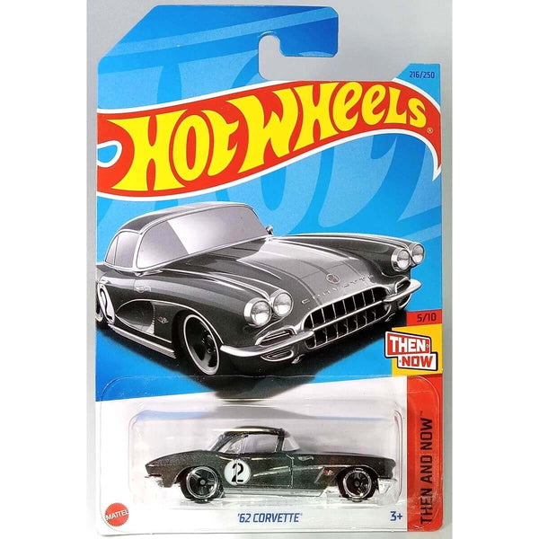 Hot Wheels 2023 Mainline Then and Now Series 1:64 Scale Diecast Cars (International Card), '62 Corvette 5/10 216/250 HKJ42
