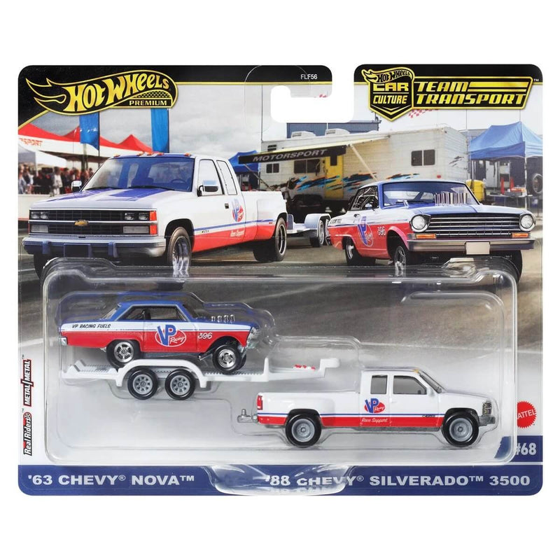 Hot Wheels 2024 Team Transport (Mix 3) '63 Chevy Nova & '88 Chevy Silverado 3500