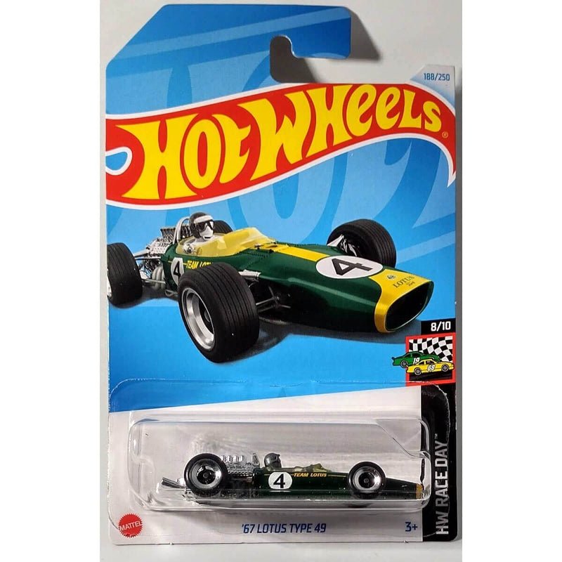 Hot Wheels 2024 Mainline HW Race Day Series 1:64 Scale Diecast Cars (International Card) '6 Lotus Type 49