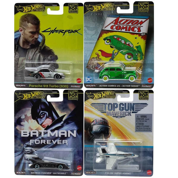 Hot Wheels 2024 Pop Culture (Mix 6) 4-Piece Collector's Bundle