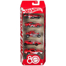 Hot Wheels Mattel 80th Anniversary Die-Cast Metal Vehicle 5-Pack in window packaging display