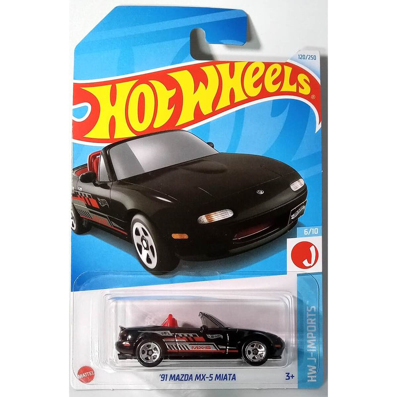 Hot Wheels 2024 Mainline HW J-Imports Series 1:64 Scale Diecast Cars (International Card) '91 Mazda MX-5 Miata